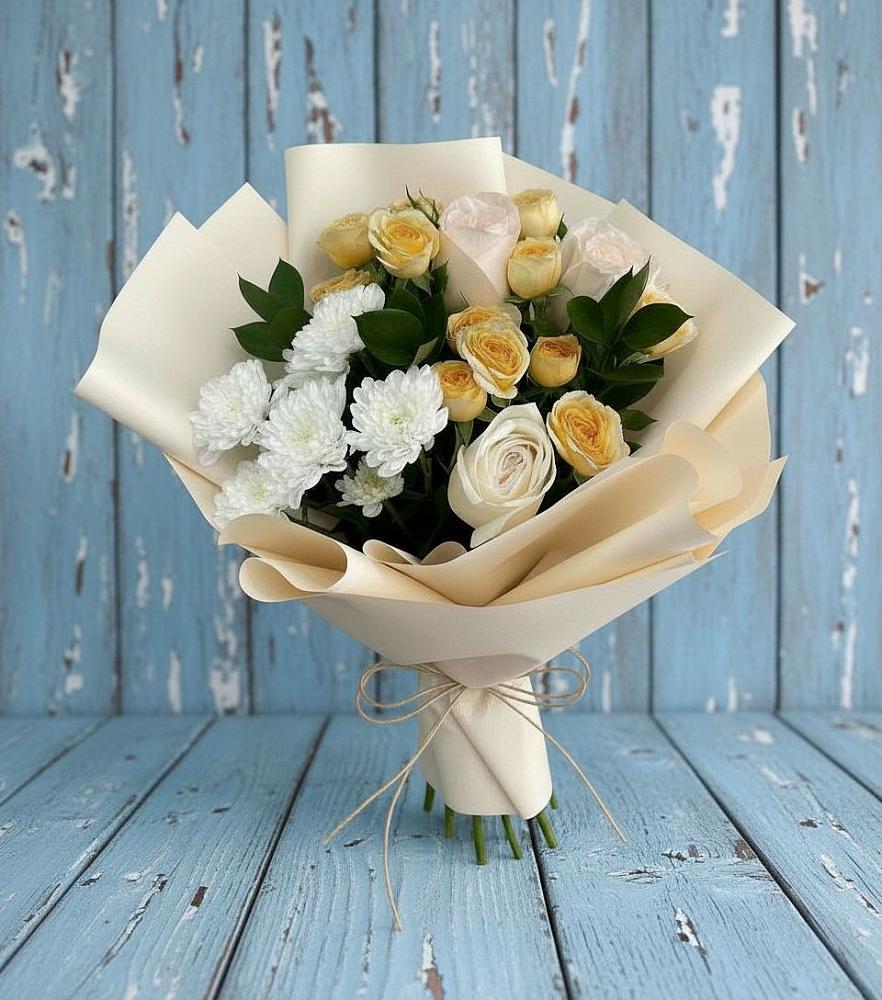 Букет цветов из: Розы и Хризантемы в Казгулаке