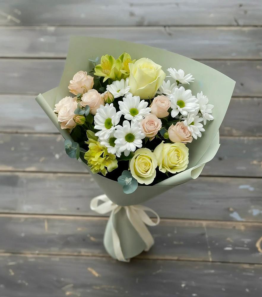 Букет цветов из: Альстромерии, Розы и Хризантемы в Казгулаке