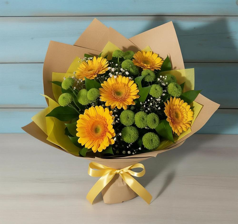 Букет цветов из: Герберы и Хризантемы в Казгулаке