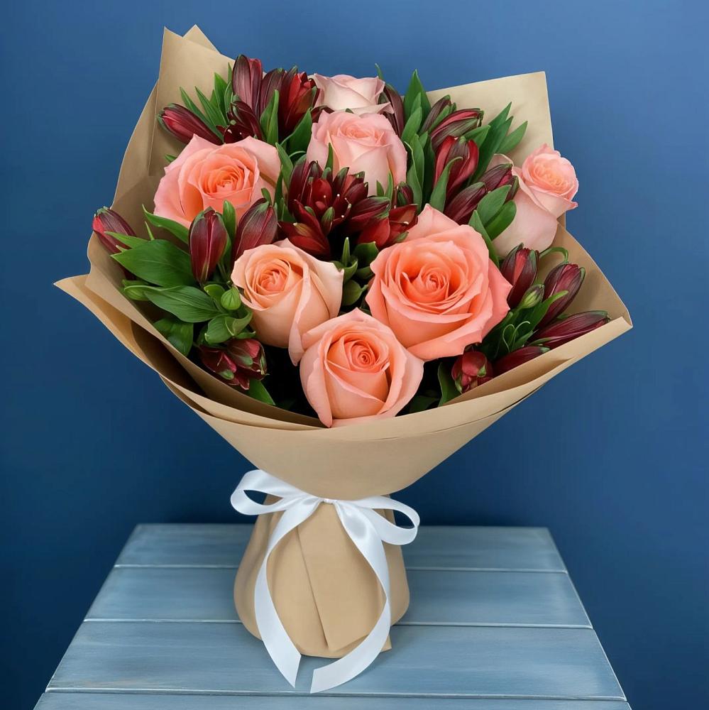 Букет цветов из: Розы и Альстромерии в Казгулаке