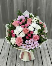 Букет цветов из:  Альстромерии, Гвоздики, Розы и Хризантемы в Казгулаке