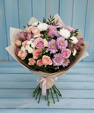 Букет цветов из:  Хризантемы, Розы и Альстромерии в Казгулаке